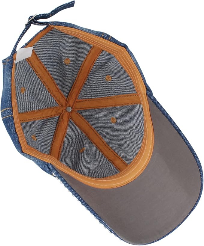 Hoce Fashion Rhinestone Denim Baseball Cap Studded Bling Hat for Women