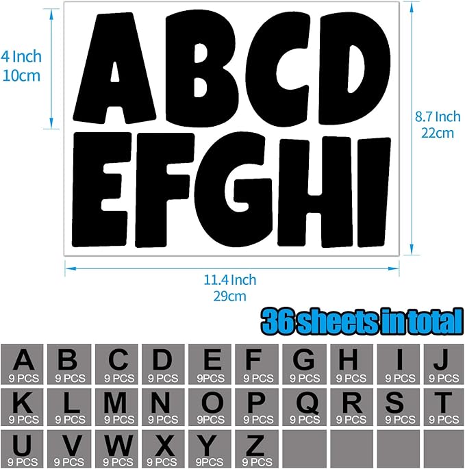 Bemeol Letter Stickers 351 Pieces 4 Inch Bulletin Board Letters Alphabet Cutout - Image 2