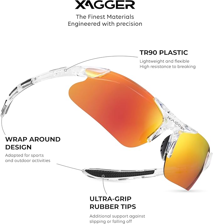 Xagger Kids Youth Polarized Sports Sunglasses for Boys Girls Baseball Softball Glasses TR90 Frame