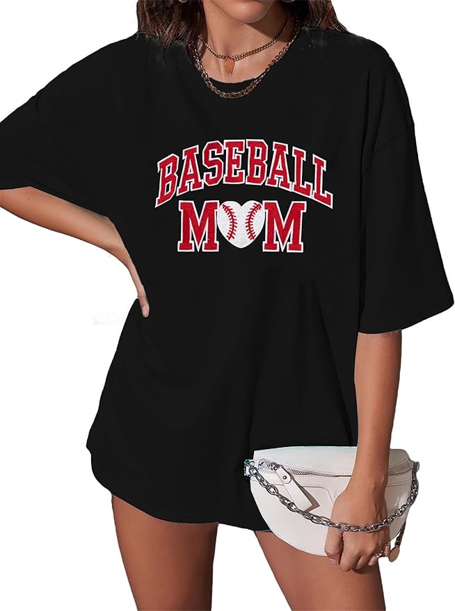 Baseball Mom Shirt Women Baseball Shirt Oversized Chenille Game Day Tops Sports Fan Gift Clothes
