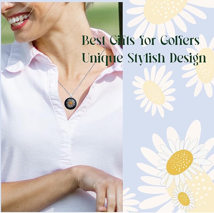 Golf Ball Marker necklace with ball marker, handmade pressed flower golf marker,Gifts Accessories Women Golfers