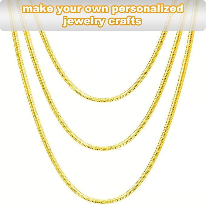 Jishi 33ft Gold Snake Chain 1.2mm Jewelry Making Chains - Image 4