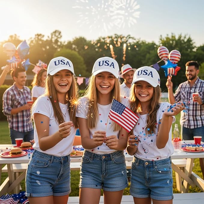 USA Flag Baseball Cap American Patriotic Trucker Hat Father Dad Mother Mom Adjustable Sportswear Hat for Men Women Adults