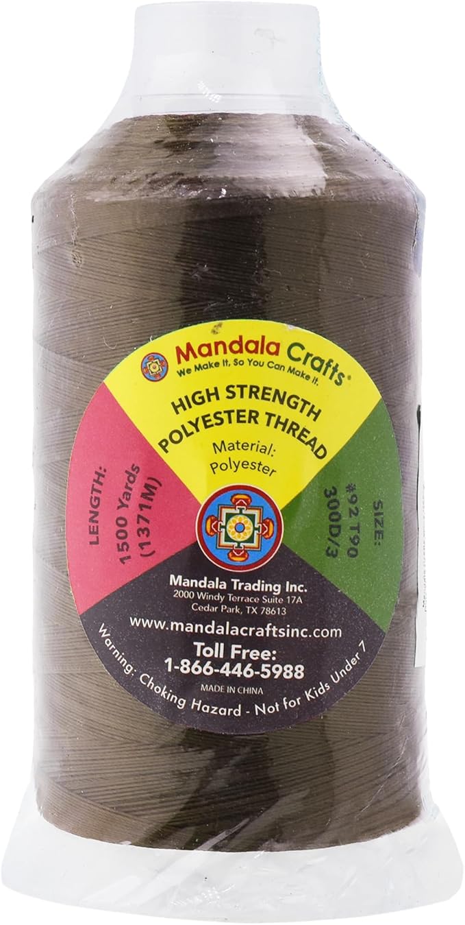 Mandala Crafts Dark Brown Heavy Duty Thread -1500 Yds Tex 90 Thread - Image 3