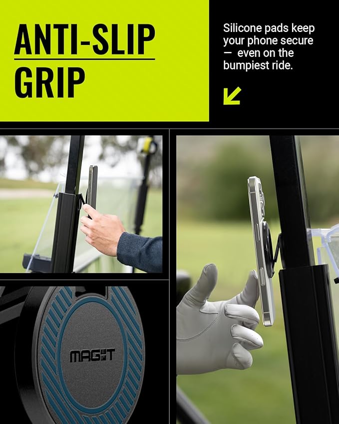 Spigen MAG-iT Magnetic Golf Cart Phone Holder/Mount Designed for Apple MagSafe | Alloy Magnet Golf Cart Accessories - Black