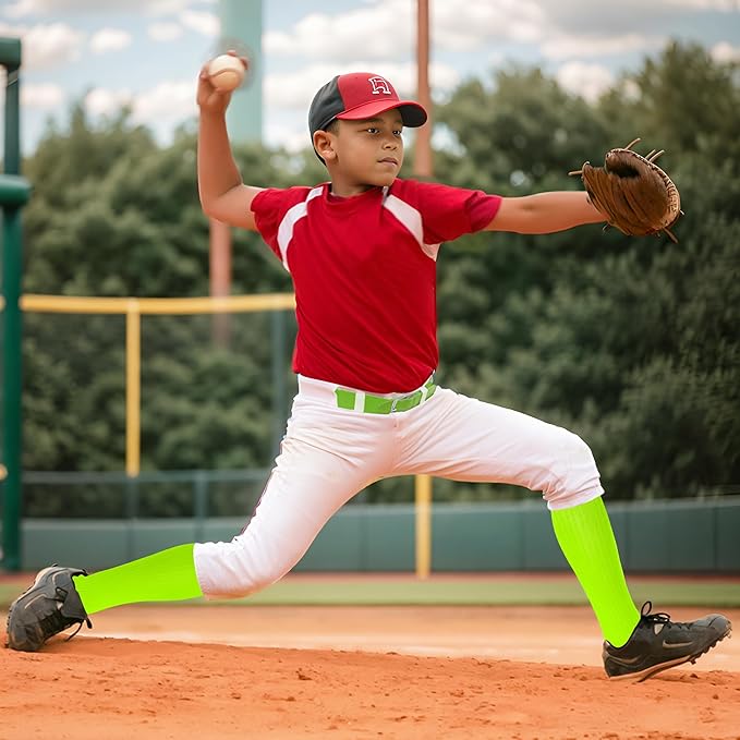 Dxhycc Youth Baseball Socks and Belt Combo Set Softball Baseball Socks and Elastic Waist Belt for Youth Boys Girls