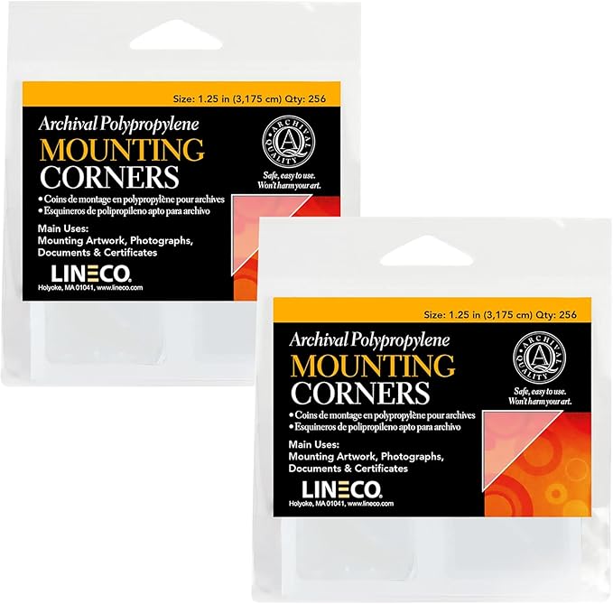 Lineco Acid-Free Archival Polypropylene Mounting Corners, Self Adhesive and by Lineco