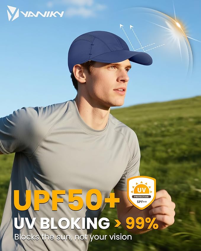 YANIKY Quick-Dry Running Hat for Men & Women Cooling Hat UPF 50+ Thin Baseball Cap Lightweight Breathable Mesh Sport Hats