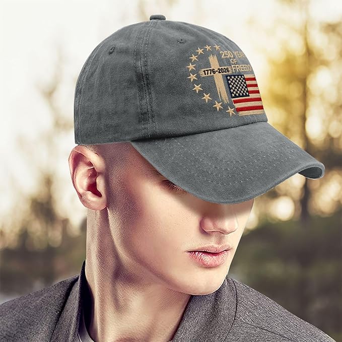 US 250 Years Freedoms 1776-2026 250th Birthday Embroidered Hats Garde Cap for Him