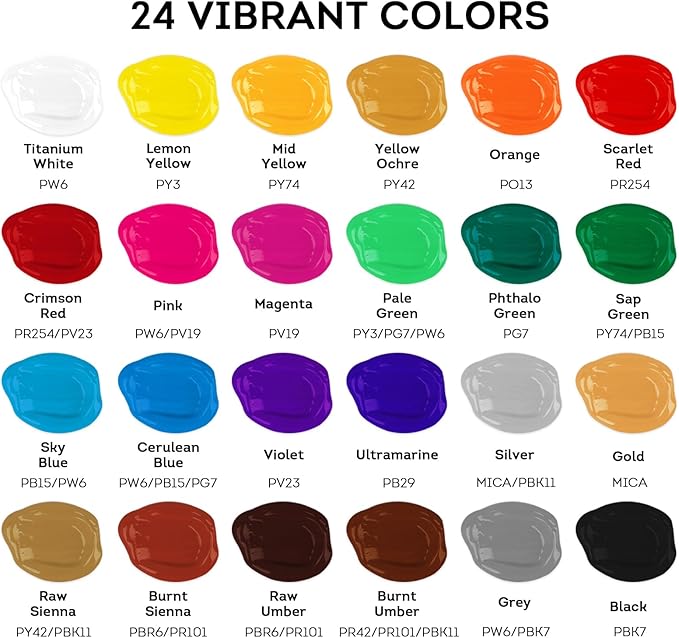 ABEIER Acrylic Paint Set, 24 Colors - Image 2