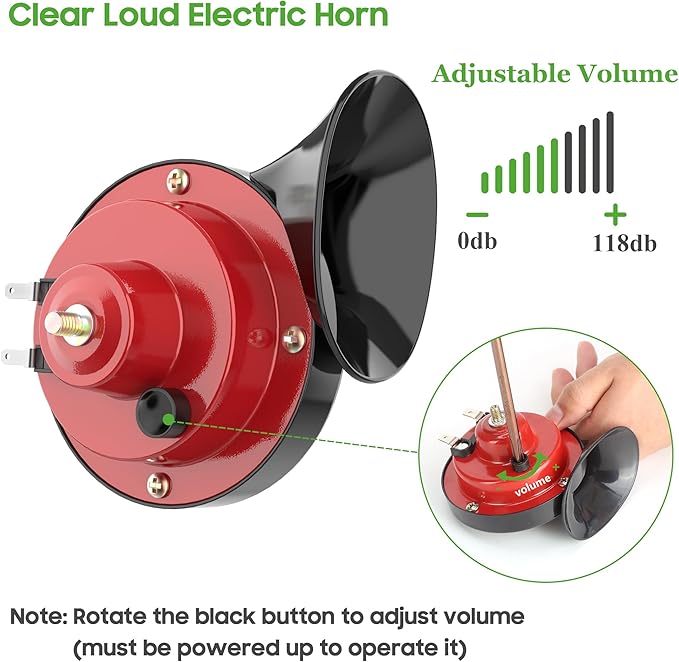 10L0L 12 Volt Golf Cart Horn Kit for Yamaha EZGO Club Car or UTV Boat, Floor Mount Button Switch, Universal Loud Horn Volume Up to 118db