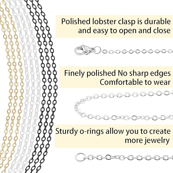 Jishi 30ft Jewelry Making Chains Bulk 2mm Necklace Chains - Image 3