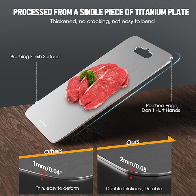 Titanium Cutting Board, 100% Pure Titanium, 2mm Thick, Rectangular, Stain - Image 3