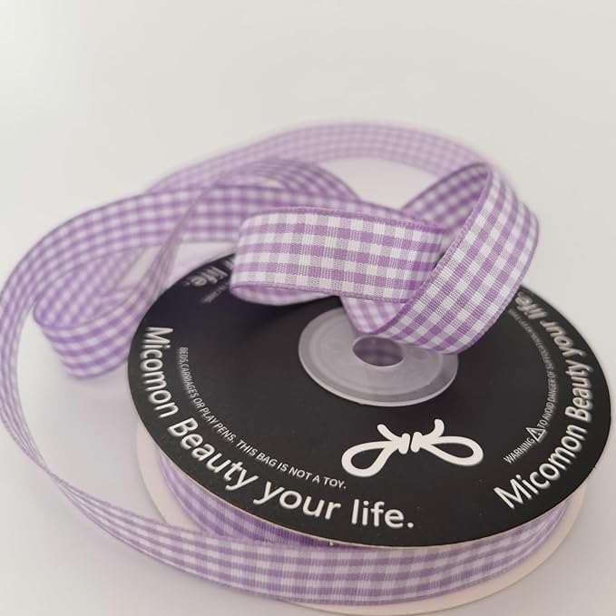 Purple Gingham Plaid Checked Ribbon 25 Yards Each Roll 100% Polyester - Image 7