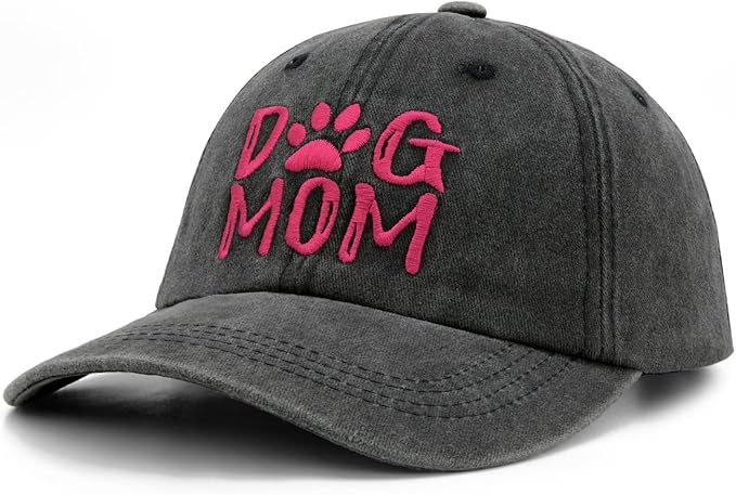 Waldeal Women's Embroidered Dog Mom Hat Adjustable Denim Baseball Cap