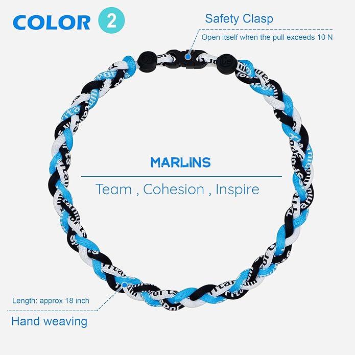 3 pcs Baseball Rope Necklaces, League Team Colors Braided Necklace, Baseball Team Gifts