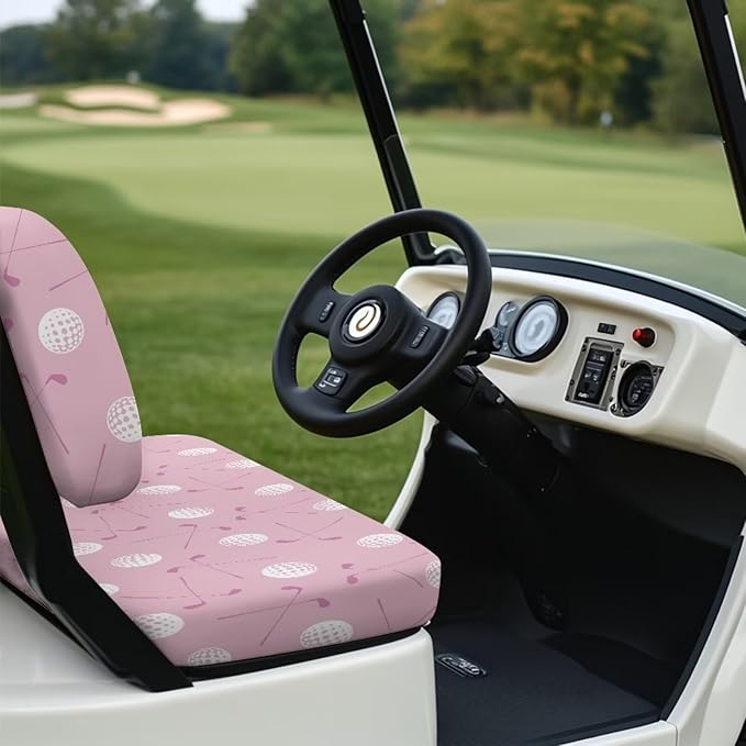 Yewatlles Pink Golf Equipment Golf Cart Seat Covers, Blanket for Golf Cart, Universal Golf Cart Seat Towel Fits Golf Car, Club Car, More Golf Carts