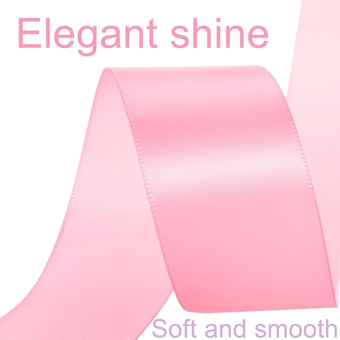1-1/2 Inch Pink Ribbon, 50 Yards Craft Polyester Satin Ribbon Perfect - Image 3