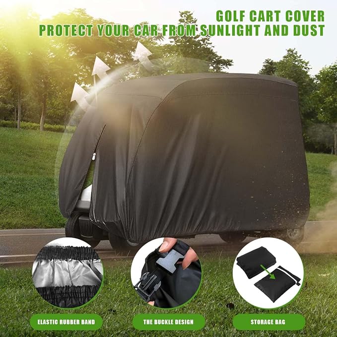 KISEER 4 Passenger 420D Waterproof Golf Cart Cover fits EZ GO Club Car Yamaha, Sunproof Dustproof