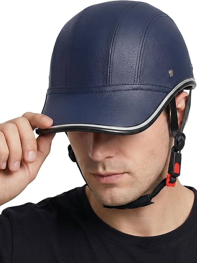 Adult Baseball Cap Helmet - Urban Style for Golf, Low Profile Urban Commute PU Retro Leather Hat for Men & Women