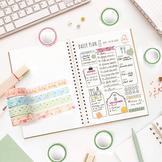 12 Rolls Summer Farm Washi Tape, Farm Animals Chicks Rabbits Masking Tape - Image 3