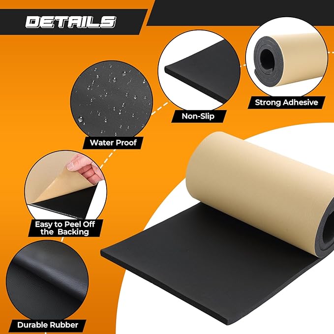 NATGAI Sponge Neoprene with Adhesive Foam Rubber Sheet 1/2” Thick X 12” Wide X - Image 3