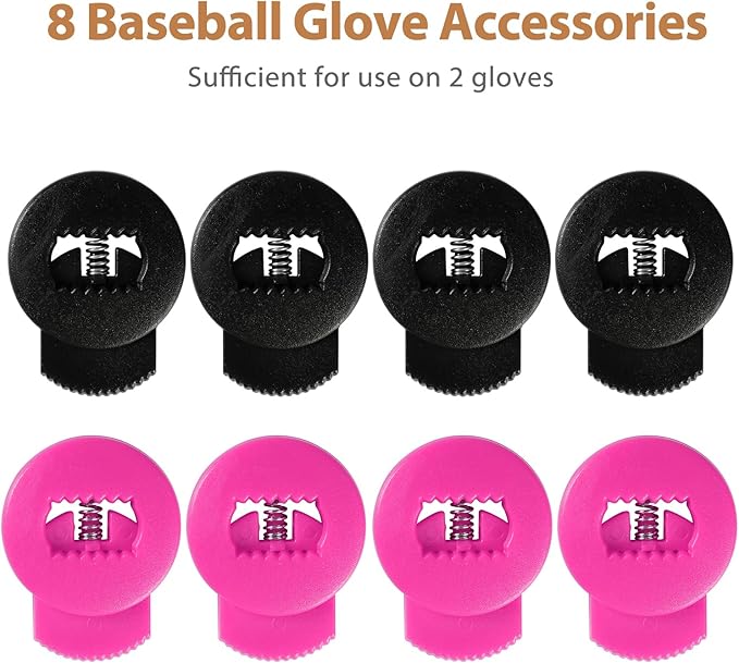 Glove Locks, 8-Pack Baseball/Softball Glove Lace Locks – Vibrant Colors, No Retie Knots, Spring-Lock Tech, Durable Design.