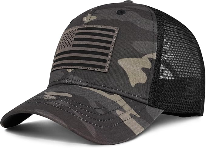 American Flag Trucker Hat - Snapback Hats for Men Women Baseball Cap - Breathable Mesh & Adjustable Fit for Casual Wear