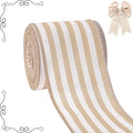 Burlap Ribbon Wired, Farmhouse Rustic White Stripe Ribbon by Unknown