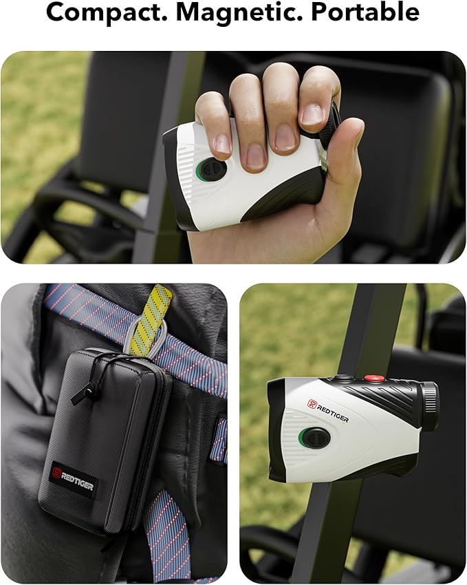 REDTIGER Golf Rangefinder with Slope Switch, 1200 Yards Range Finder Golfing, 7X Magnification, Flag Pole Locking Vibration, Rechargeable Range Finders with Magnet Stripe, GolfVue Series 1