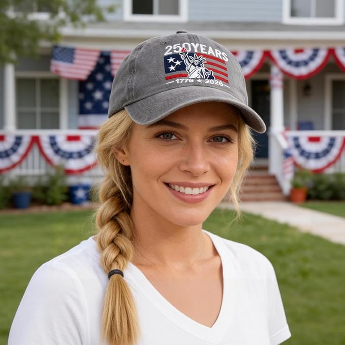 2 Pack USA 250th Anniversary Washed-Cotton Baseball Cap Patriotic Hat American 250 Year Merchandise for Men Women