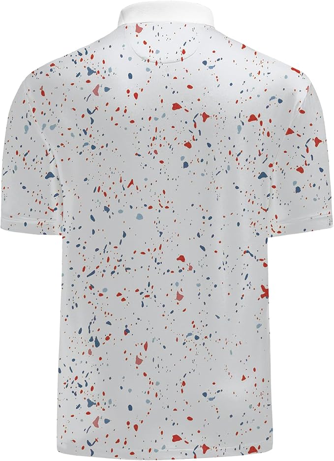 KUYIGO Mens Polo Shirt Quick Dry Moisture Wicking UPF 40+ Performance Printed Short Sleeve Summer Tennis Golf Shirt
