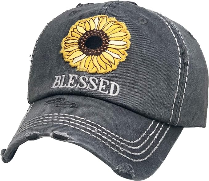 Funky Junque Distressed Vintage Baseball Cap - Embroidered Patch Women's Hat - Holiday, Lifestyle & Patriotic Designs