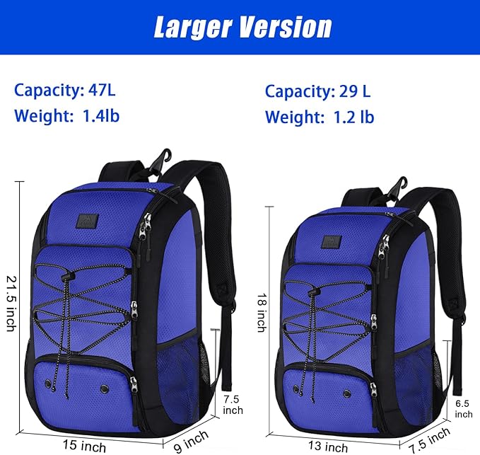 MATEIN Baseball Backpack, Softball Bat Bag with Shoes Compartment for Youth, Boys and Adult, Lightweight Baseball Bag with Fence Hook Hold TBall Bat, Batting Mitten, Helmet, Caps, Teeball Gear