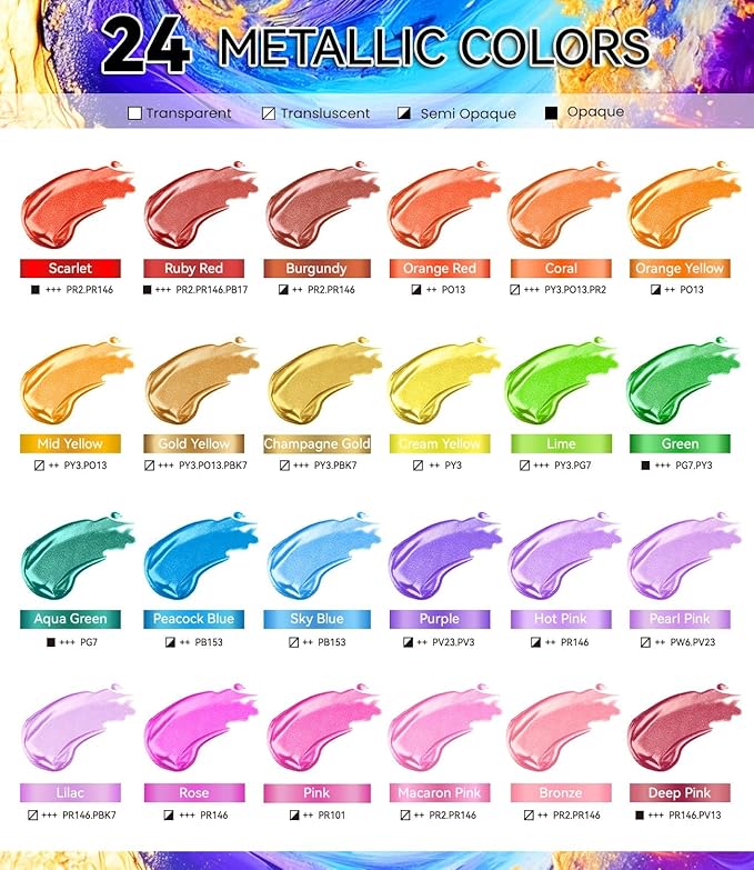40 PCS Metallic Acrylic Paint Set - Image 3