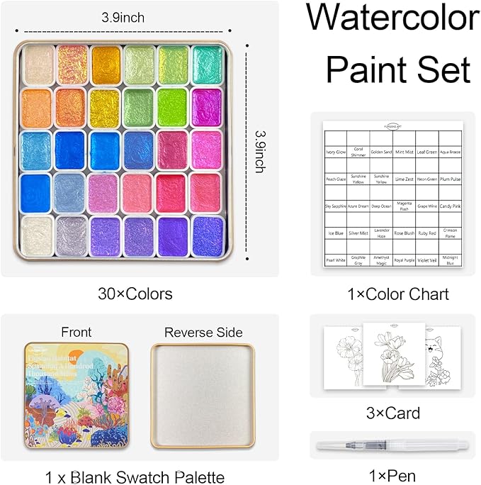 Mini Shifting Watercolor Paint Set, 30 Color Glitter Watercolor Painting Kit - Image 3