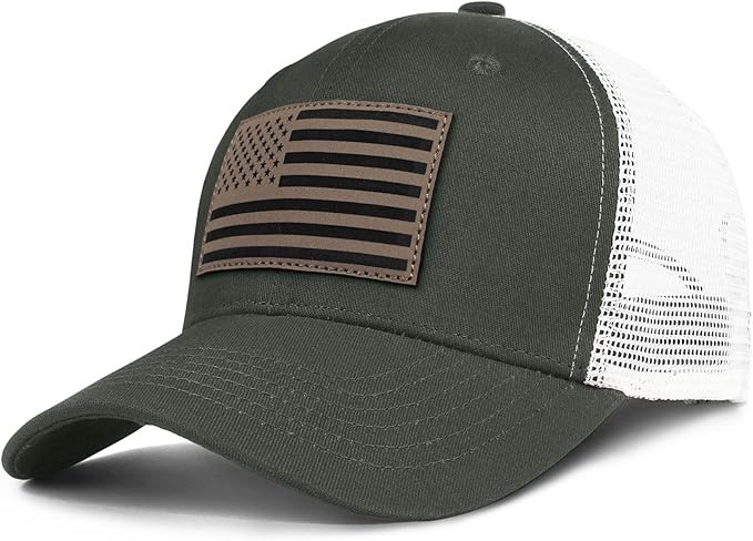 American Flag Trucker Hat - Snapback Hats for Men Women Baseball Cap - Breathable Mesh & Adjustable Fit for Casual Wear