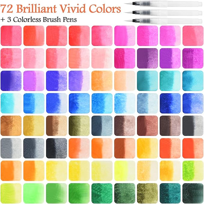 Watercolor Brush Pens, 72 Colors Brush Tip Pens - Image 5
