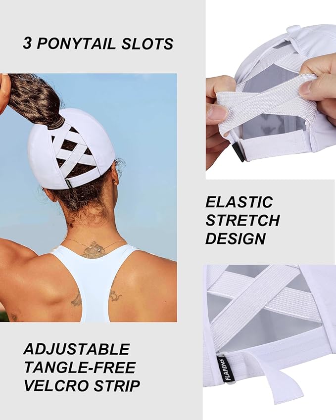 Flafens High Ponytail Hats for Women Baseball Caps - Cute Summer Adjustable Criss Cross Sports Running Pony Tail Hat Ladies