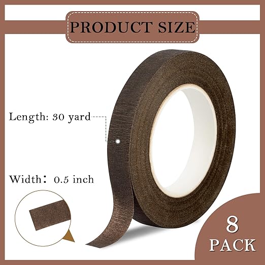 8 Packs Floral Tape, 1/2" Wide Flower Tape, Adhesive Florist Tape - Image 2