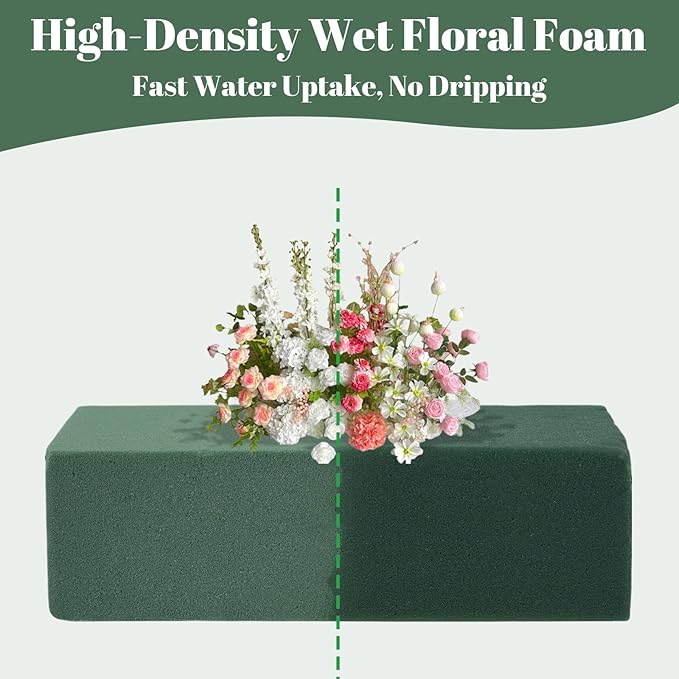 30 Pack Floral Foam Blocks for Fresh and Artificial Flowers – Green Wet Foam - Image 4