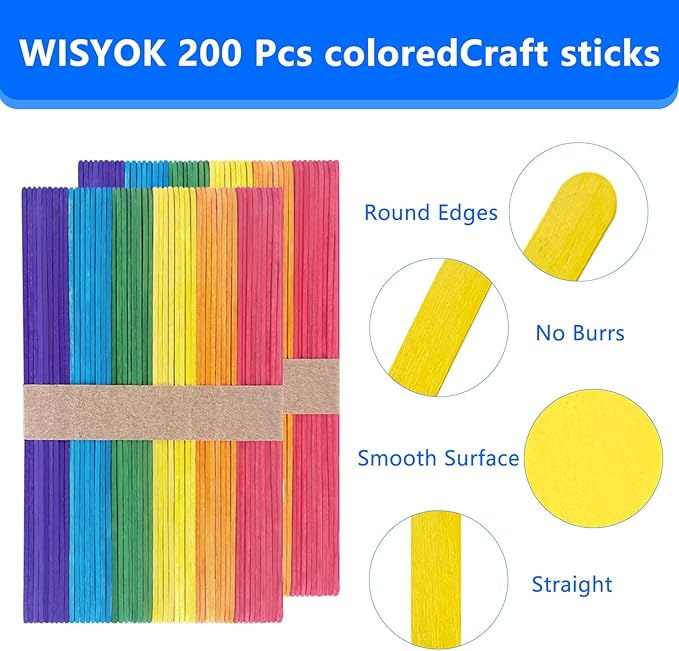 Colored Jumbo Wooden Craft Sticks, 6 Inch, 500 Pieces, 3/4 Inch Wide - Image 3