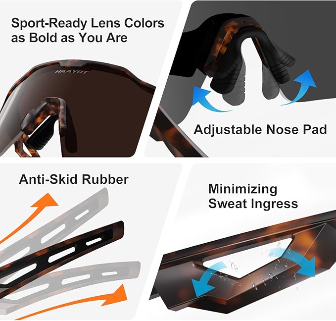 HAAYOT Polarized Sports Sunglasses for Men Women Youth Baseball Cycling Running Softball Biking Glasses 5 Lenses