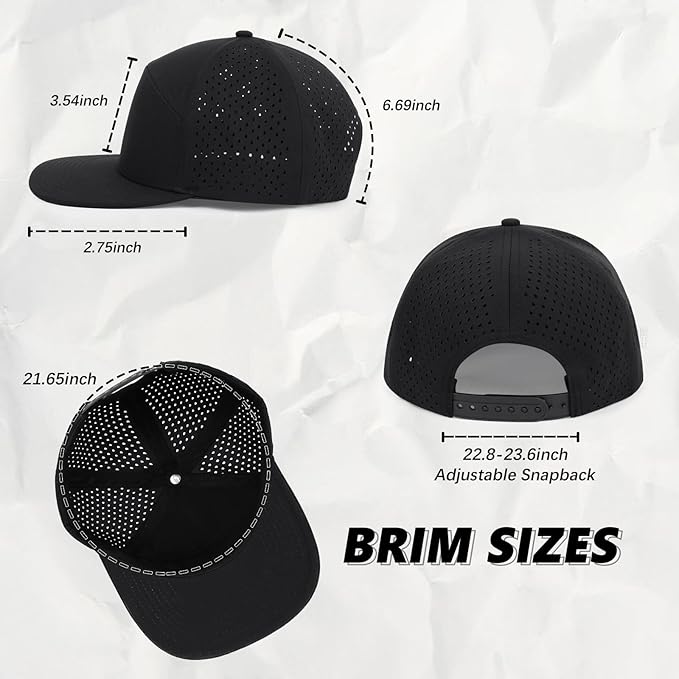 Quick Dry Baseball Cap Flat Brim Snapback Hat Sun and Rain Protection Golf Hat for Men Women