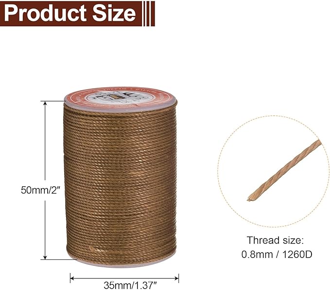 uxcell Round Leather Sewing Waxed Thread, 55m / 60 Yards Polyester Wax String - Image 2
