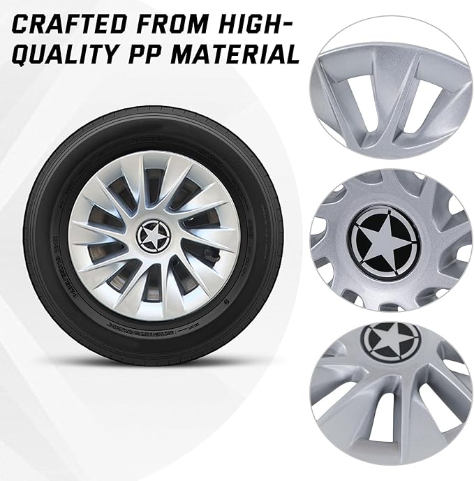 8 Inch Golf Cart Hub Caps Wheel Covers for EZGO Club Car Yamaha Accessories, Snap-On Plastic Hubcaps Set of 4, Silver Chrome Finish for Most 8" Wheels (Silver)