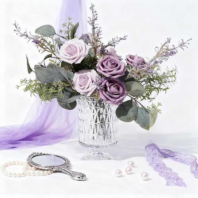 Artificial Flowers Foam Fake Roses 25pcs Series Purple Colors Roses - Image 4