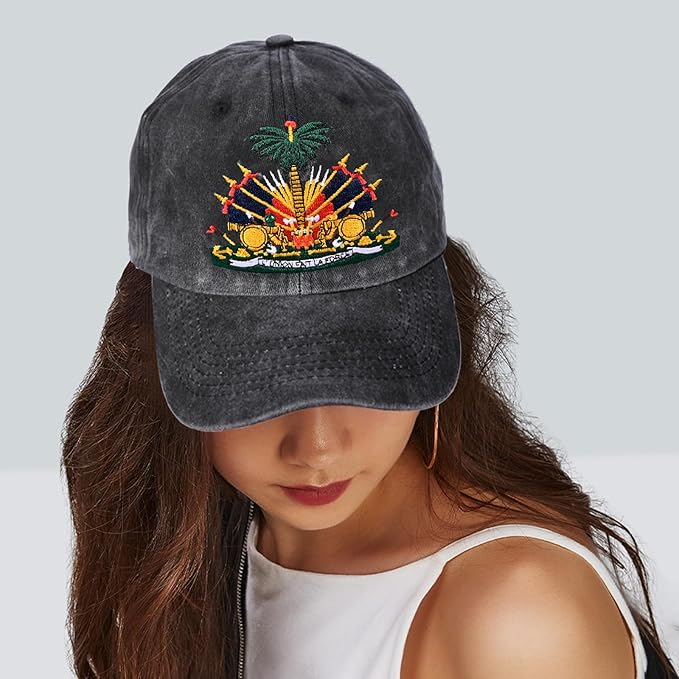 Embroidered Baseball Cap for Women Men Vintage Adjustable Washed Distressed Denim Baseball Hat