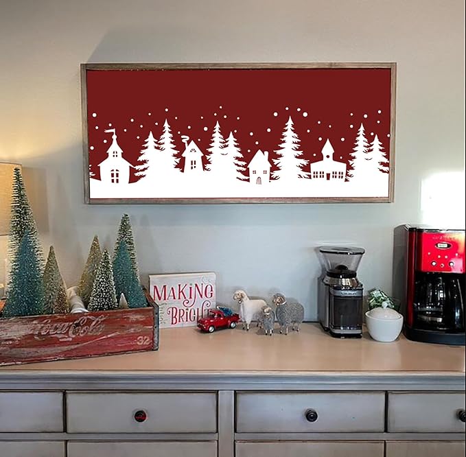 Christmas Stencils for Window Glass Large Christmas Village Stencil for Wood - Image 7