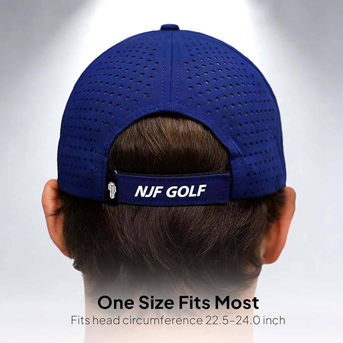 NJF Golf Hat Men - Breathable Mens Golf Hats, Adjustable Rope Hook and Loop Style Cap, Convenient Cap with Tee Holder